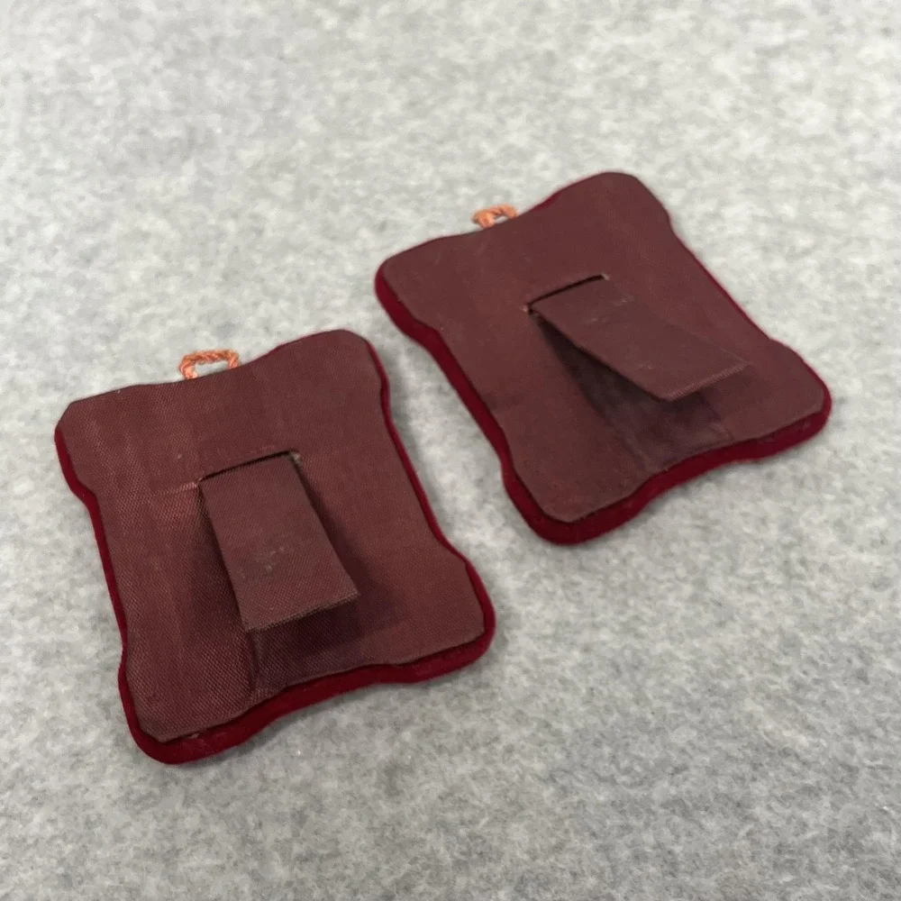 Vintage Pewter Praying Boy Girl Red Velvet Plaques Set Of 2 Mini Christian Easel